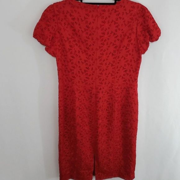 LAFAYETTE 148 Red Eyelet Dress (D318) - Picture 9 of 10